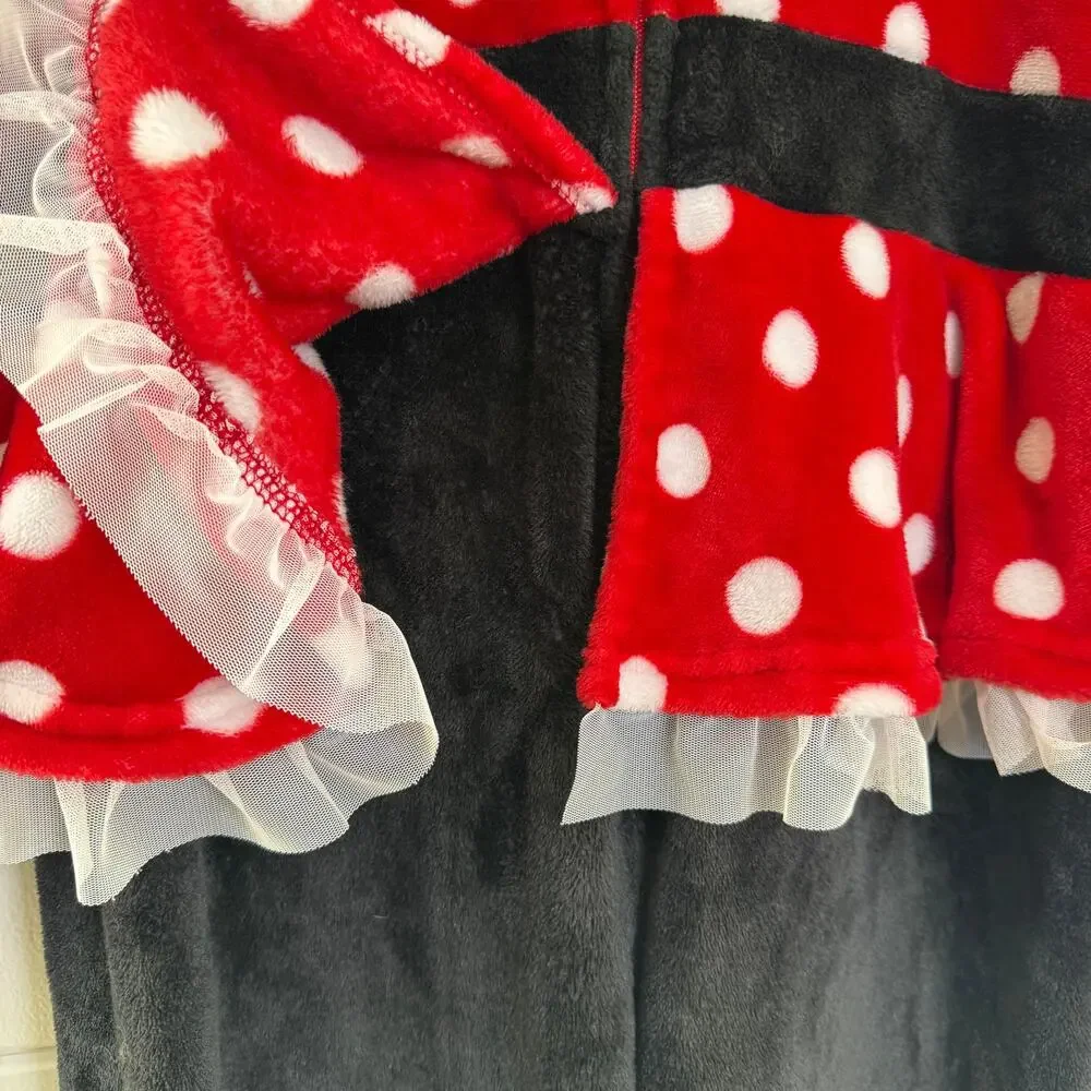 Disney Minnie‎ Mouse Sleepwear One Piece Pajama Womens Red Black - Picture 4 of 10